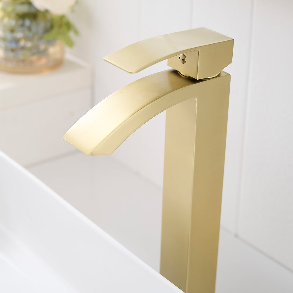 Brushed Gold Bathroom Faucet,Faucet for Bathroom Sink, Single Hole Bathroom Faucet Modern Single Handle Vanity Basin Faucet