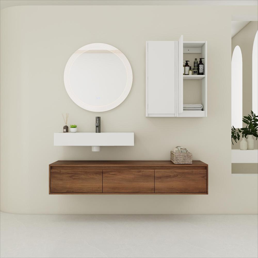 60" Bathroom Cabinet,Soft Close Drawer,Float Mounting Design (Only Vanity, Without Sink)