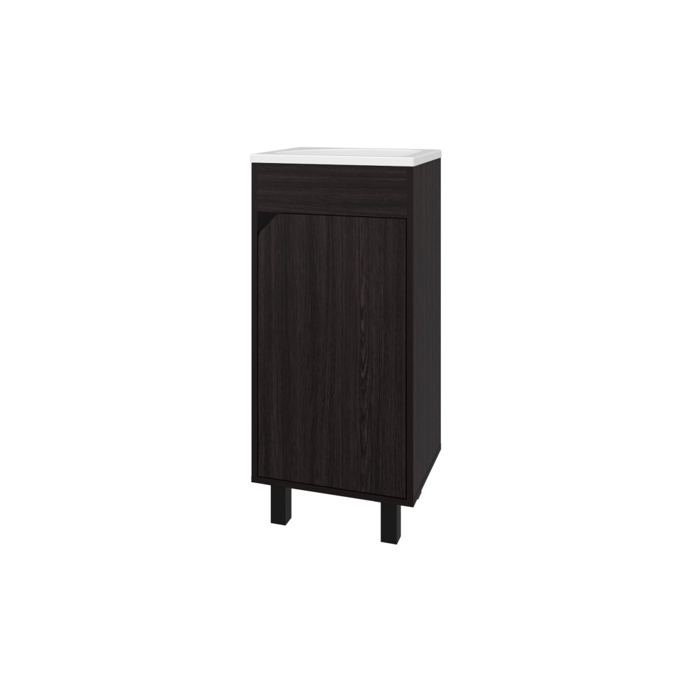 FM FURNITURE Quartzsite Bathroom Vanity with Integrated Sink and Faucet, Wengue