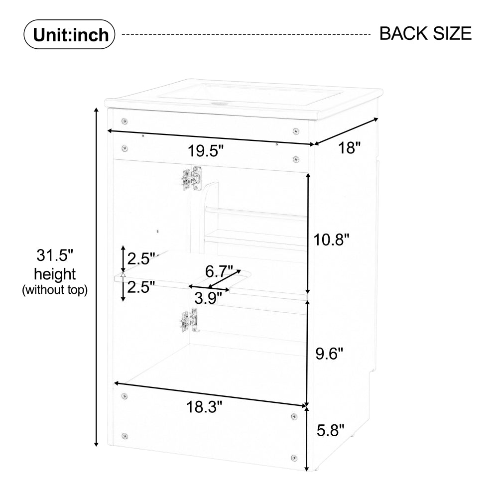 20" Bathroom Vanity with Matching Mirror Medicine Cabinet Combo Set, Modern Bathroom Storage Cabinet with Ceramic Sink, Wall-Mounted Medicine Cabinet for Bathroom, White