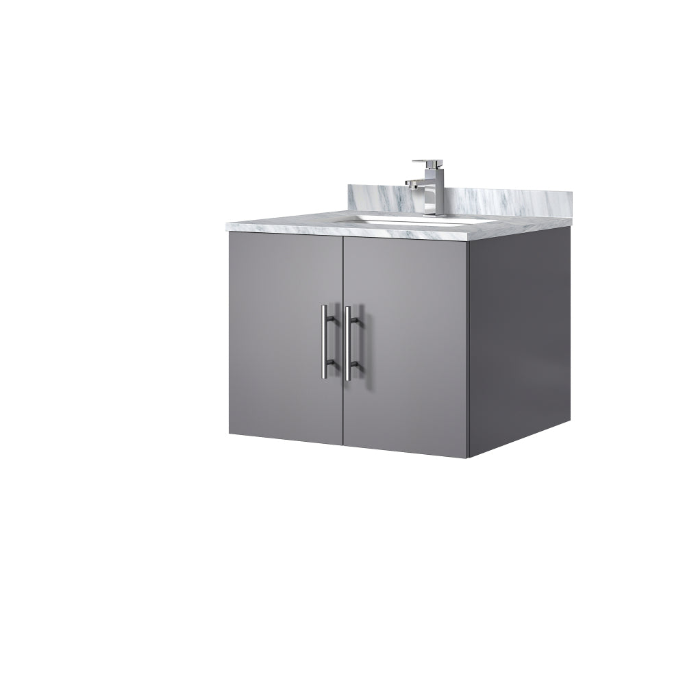 Dark Grey Bath Vanity 24 in. W x 22 in. D, Carrara Marble Top, and Faucet Set