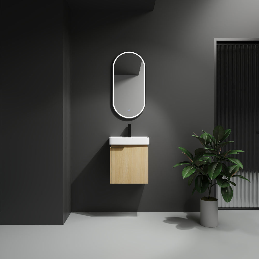 20" Wall-Mounted Bathroom Vanity with Ceramic Sink, Storage Cabinet with Doors (KD-Package)