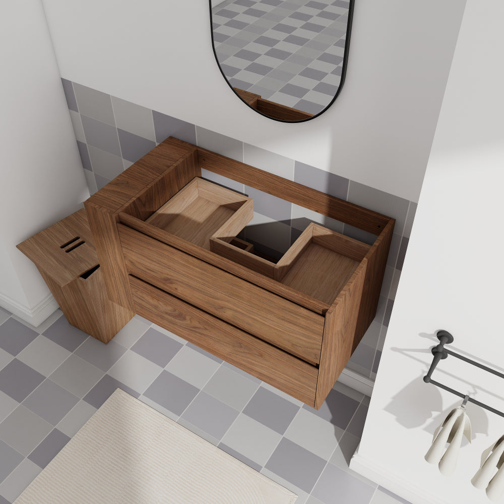 36"Wall Mounting Bathroom Vanity, Soft Close Drawer(Only Vanity, Without Basin)
