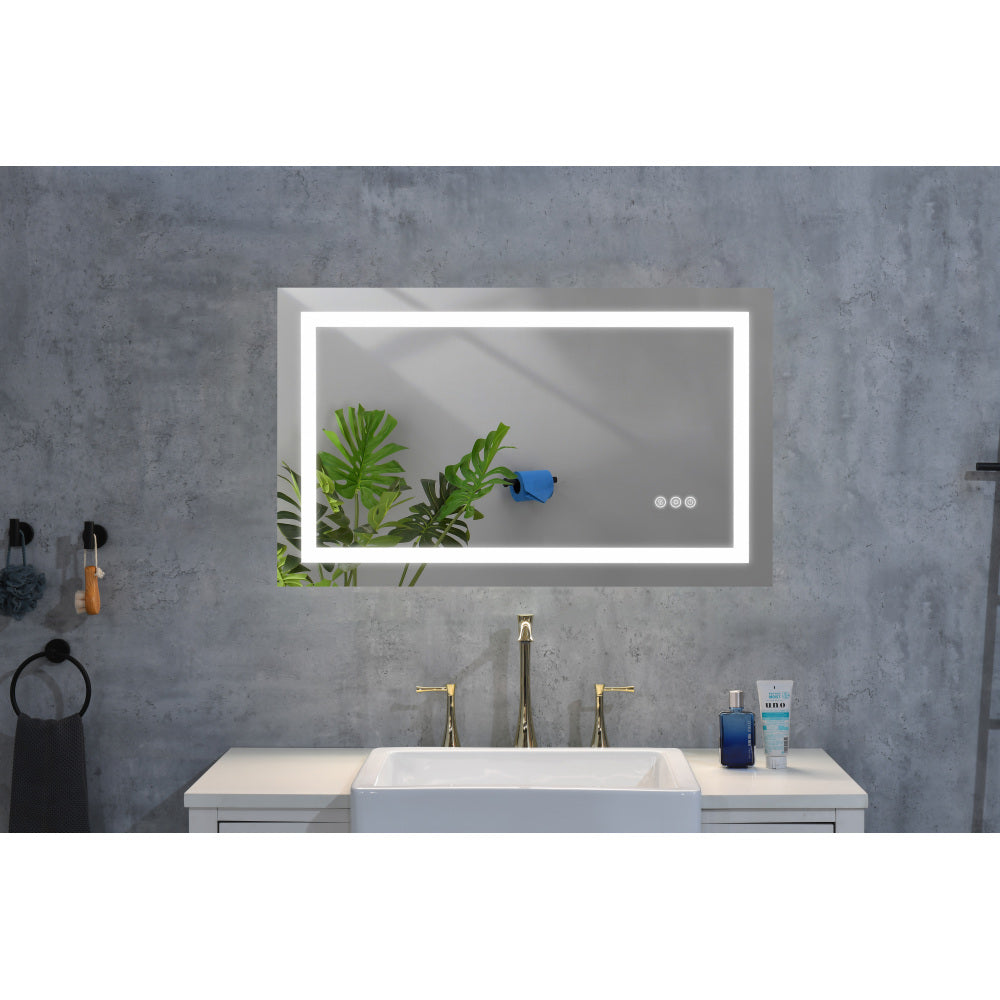 72 x 30 Inch LED Bathroom Mirror with Front and Backlight, Wall Mounted Vanity Mirror, Anti-Fog, Memory, 3 Colors, Stepless Dimmable