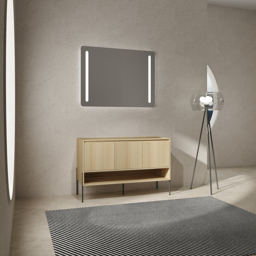 48" Bathroom Vanity Combo w/Single Resin Sink, Modern Storage Cabinet Set 3 Door, Multilayer solid wood, Oak
