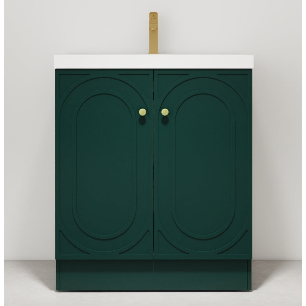 36" Freestanding Bathroom Vanity with White Resin Sink & 2 Soft-Close Cabinet Doors (KD-Packing)