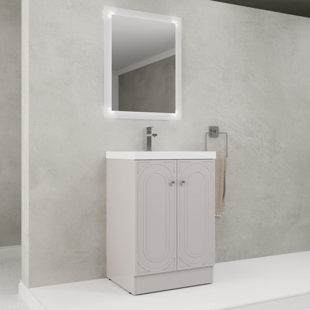 36" Freestanding Bathroom Vanity with White Resin Sink & 2 Soft-Close Cabinet Doors (KD-Packing)