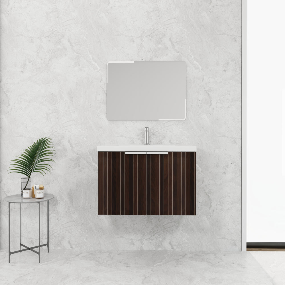 24 Inch Bathroom Cabinet With Resin Sink,Soft Close Doors,Float Mounting Design, For Small Bathroom