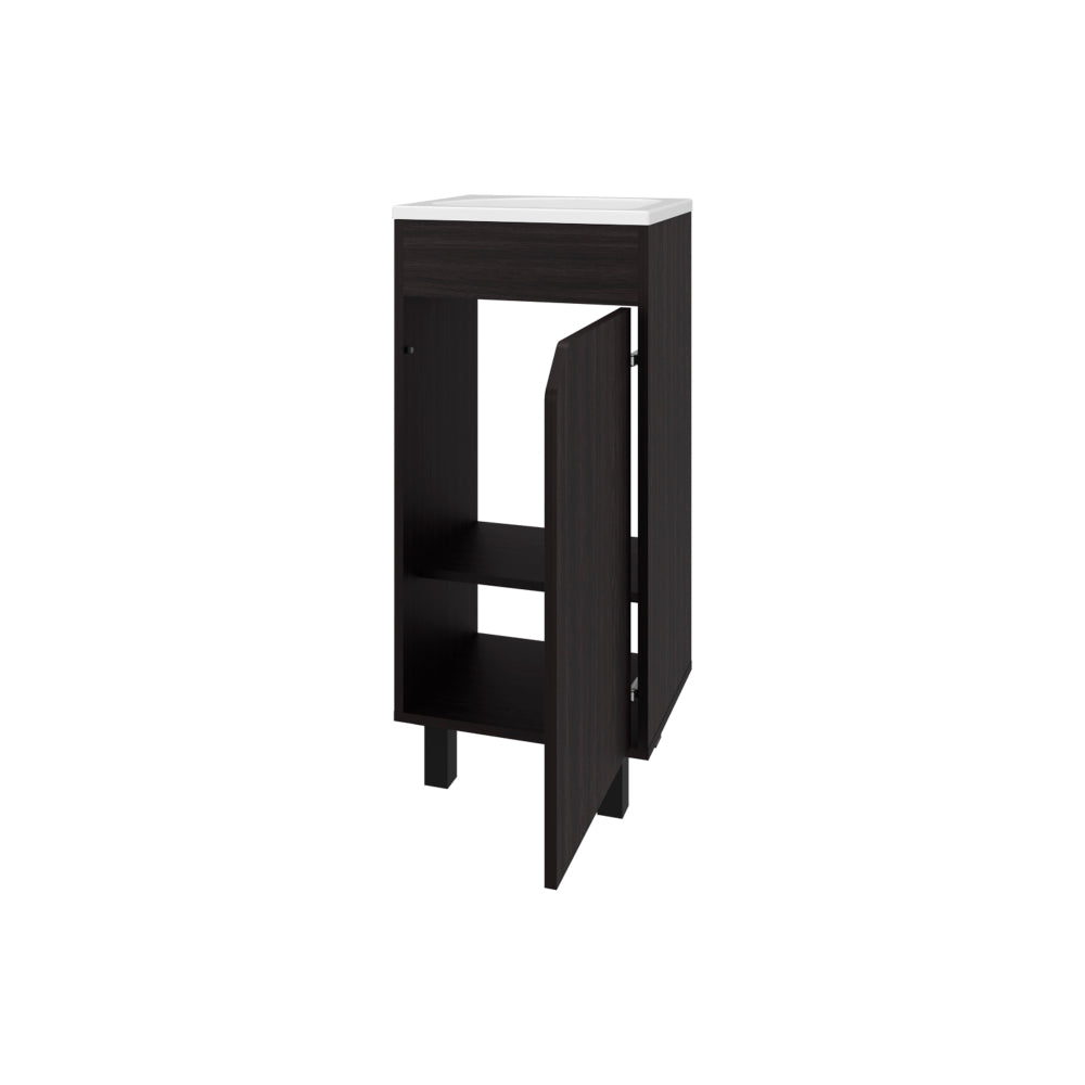 FM FURNITURE Quartzsite Bathroom Vanity with Integrated Sink and Faucet, Wengue
