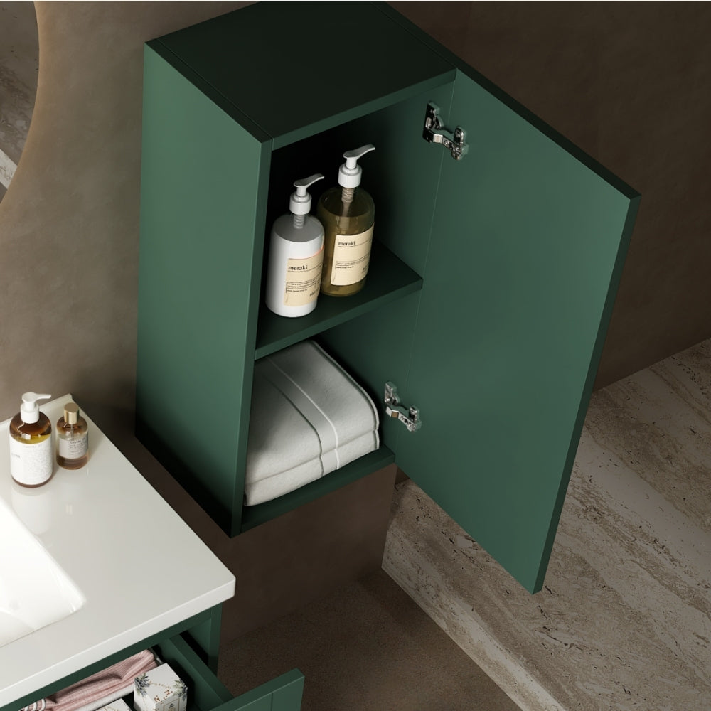 JOVI 14" Wall-Mounted Floating Bathroom Vanity Side Cabinet with a Door and a Shelf, (Suitable for JODI Bathroom Vanity), Green Color