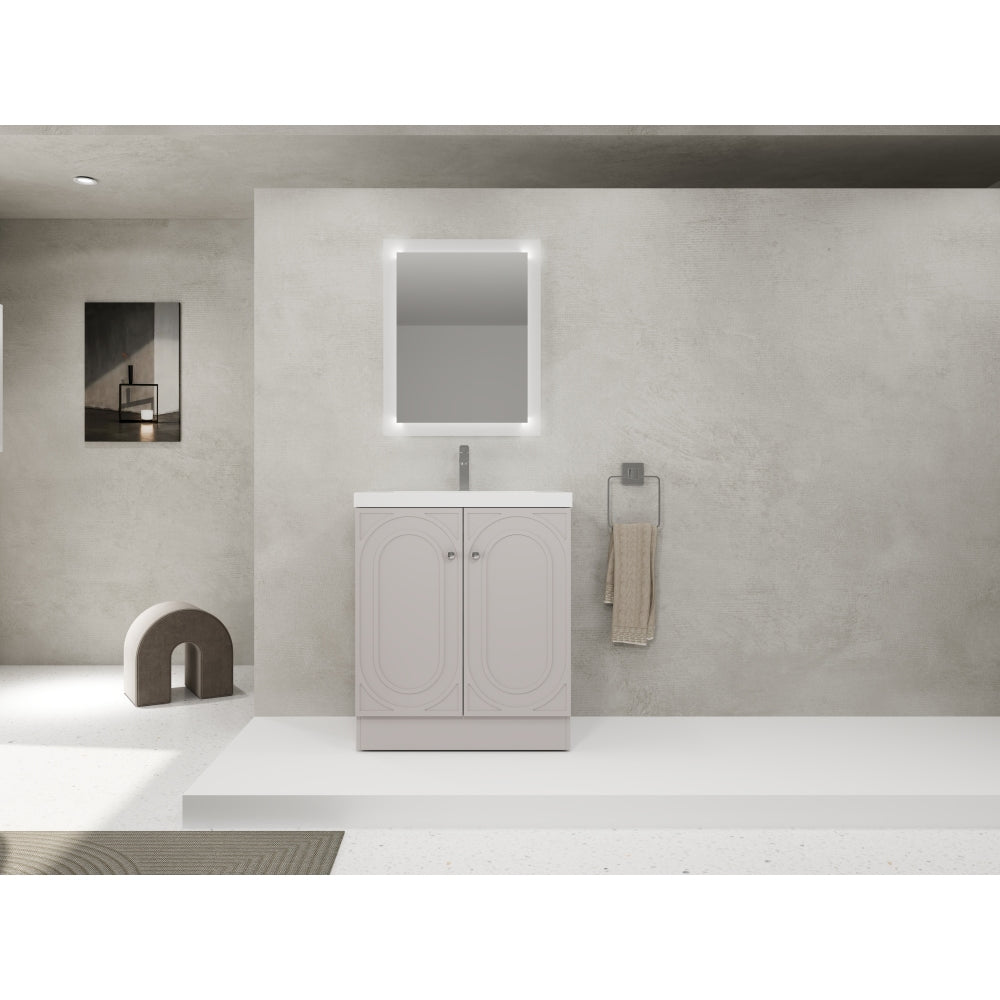 30" Freestanding Bathroom Vanity with White Resin Sink & 2 Soft-Close Cabinet Doors (KD-Packing)