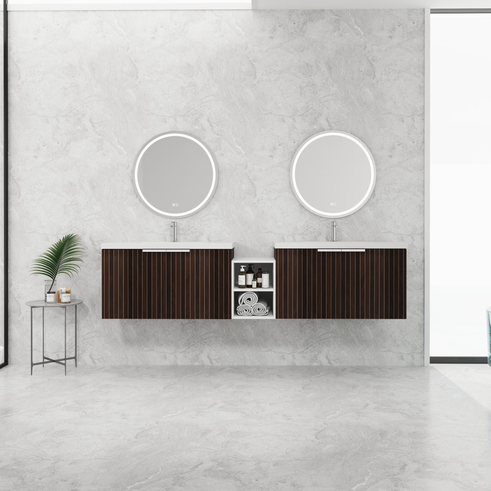 24 Inch Bathroom Cabinet With Resin Sink,Soft Close Doors,Float Mounting Design, For Small Bathroom