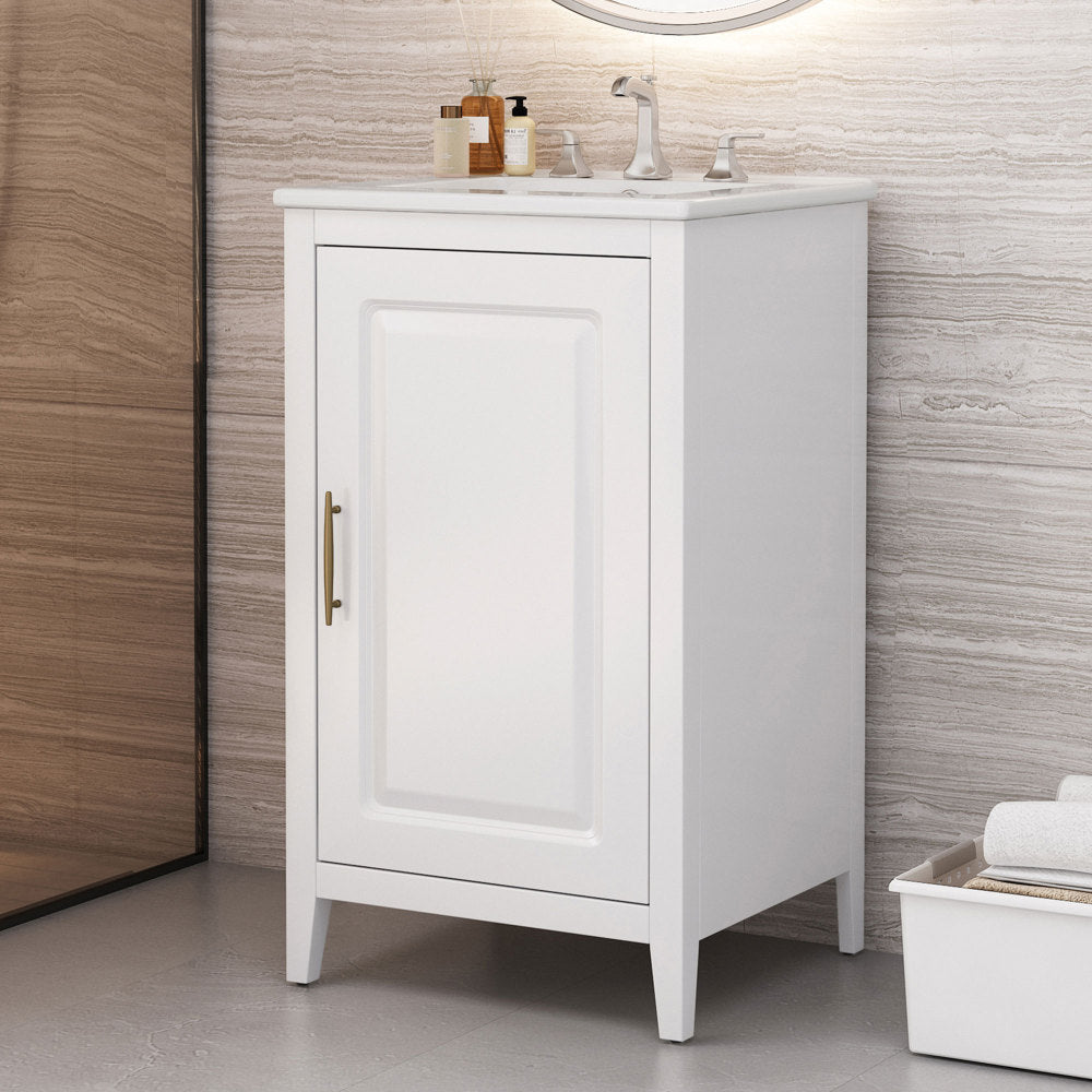 20.3" Bathroom Vanity with Sink, Functional Drawer, Door Shelf, Soft-closing Door, Black