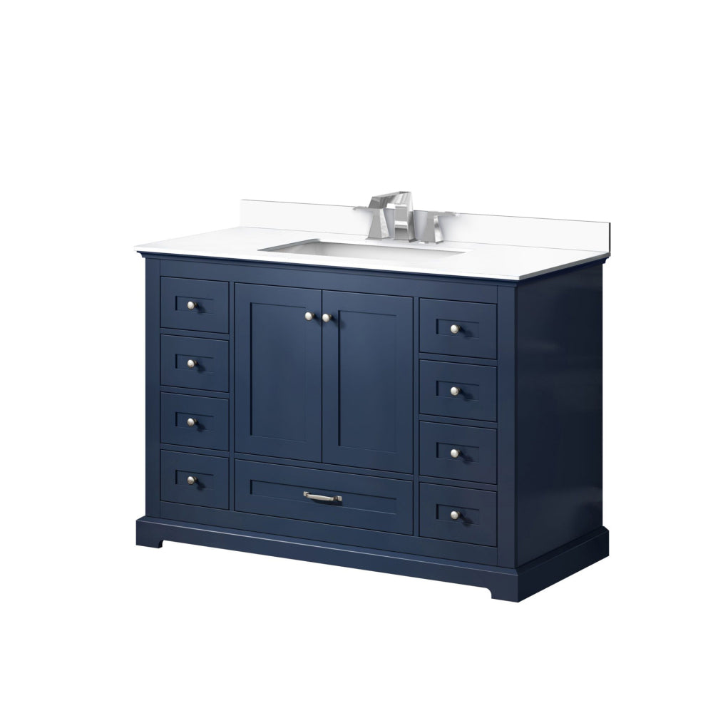 Navy Blue Single Bath Vanity 48 in. W x 22 in. D, Cultured Marble Top, and Faucet Set