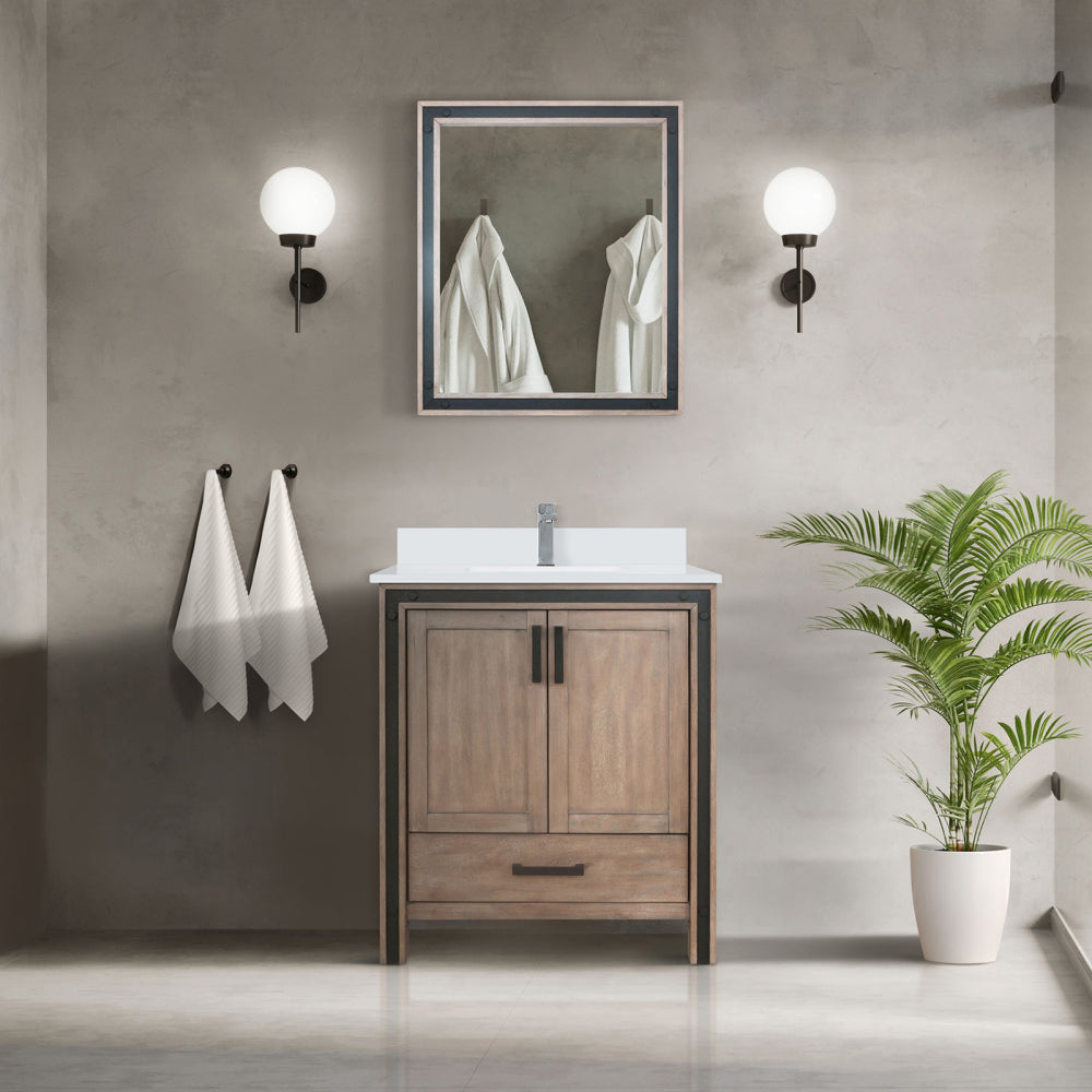 White Bath Vanity 30 in. W x 22 in. D, White Quartz Top and Faucet Set
