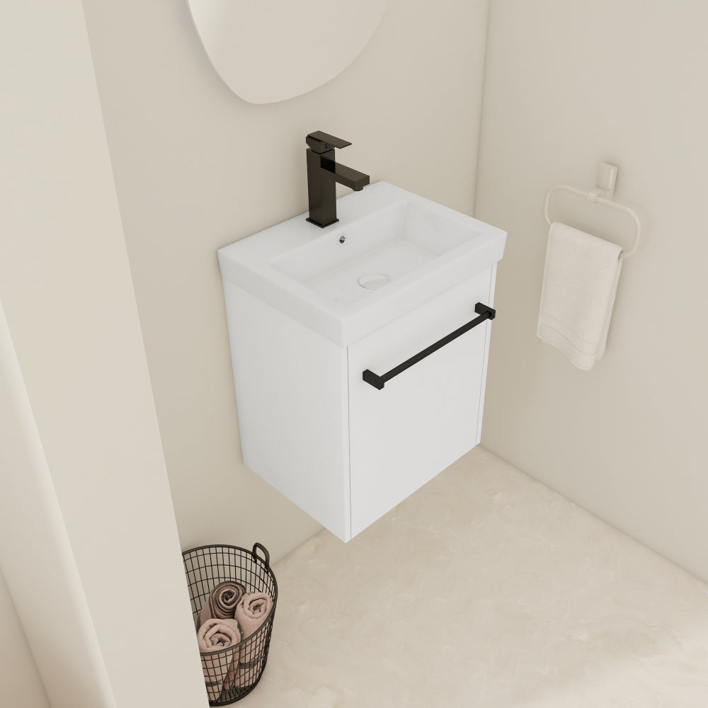 18'' Floating Wall-Mounted Bathroom Vanity with Ceramic Sink & Soft-Close Cabinet Door, For Small Bathroom