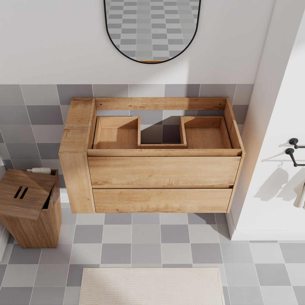 36" Wall Mounting Bathroom Vanity, Soft Close Drawer(Only Vanity, Without Basin)