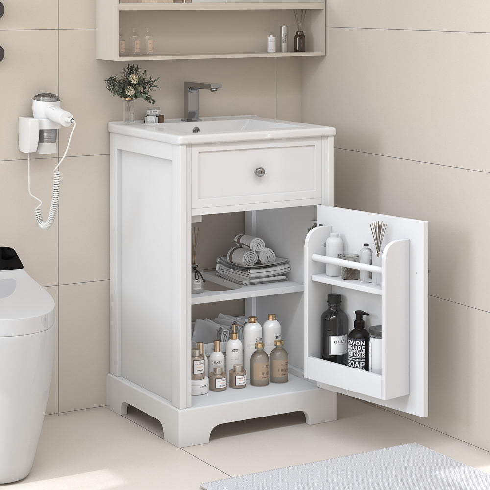 20" Bathroom Vanity with Sink, Bathroom Cabinet with Soft Closing Door, Storage Rack and Adjustable Shelve, Black
