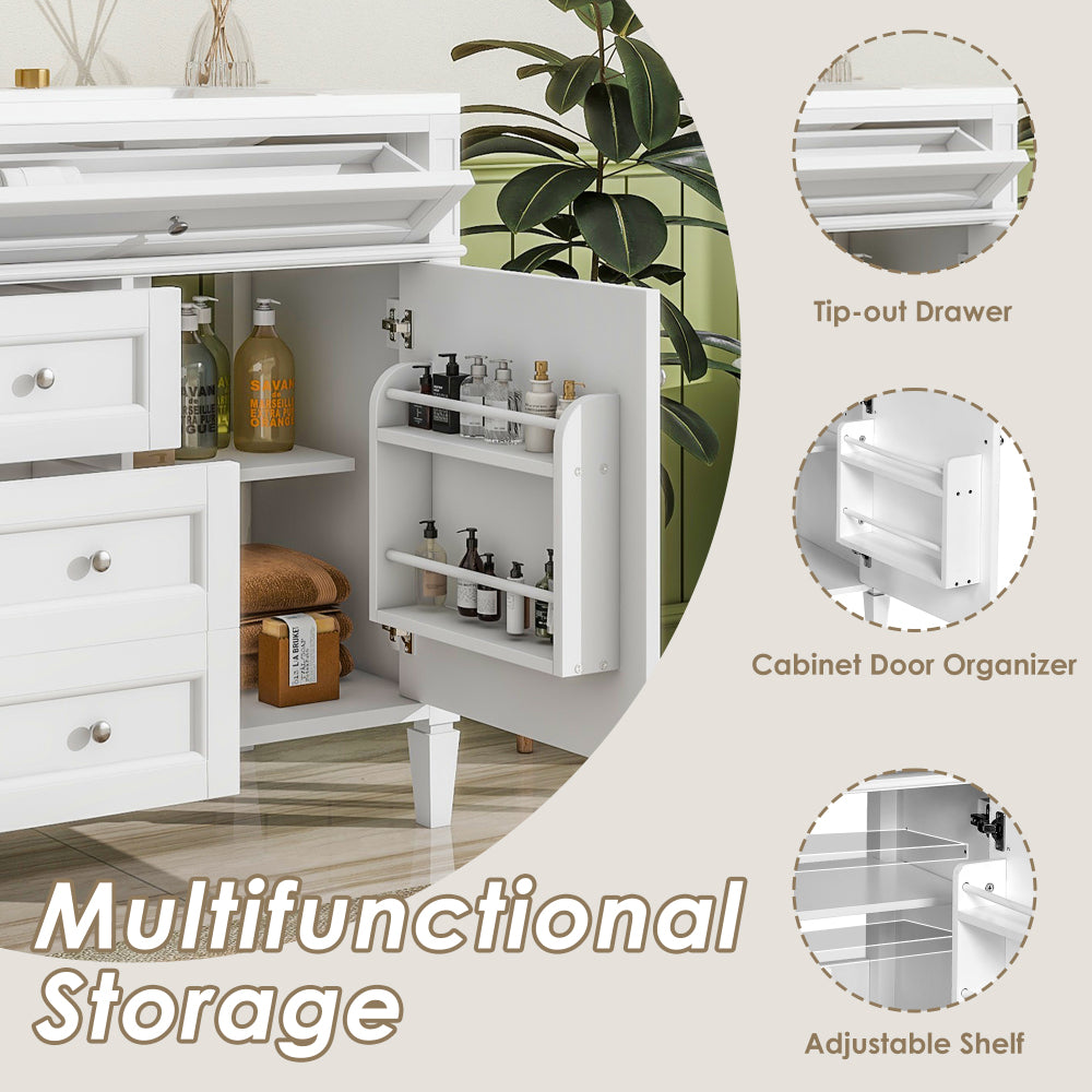 36'' Bathroom Vanity with Top Sink, Modern Bathroom Storage Cabinet with 2 Drawers and a Tip-out Drawer, Single Sink Bathroom Vanity