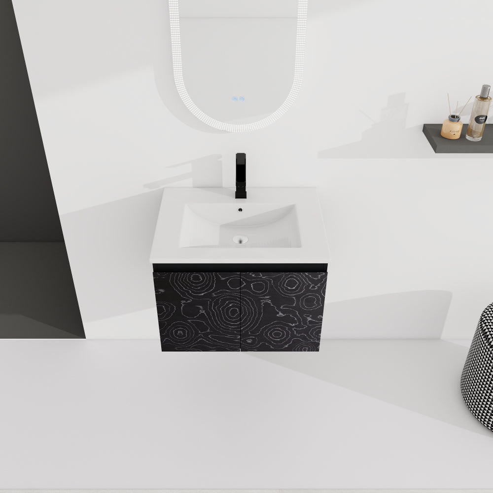 24'' Floating Wall-Mounted Bathroom Vanity With Ceramics Sink & Soft-Close Cabinet Door, KD-Package