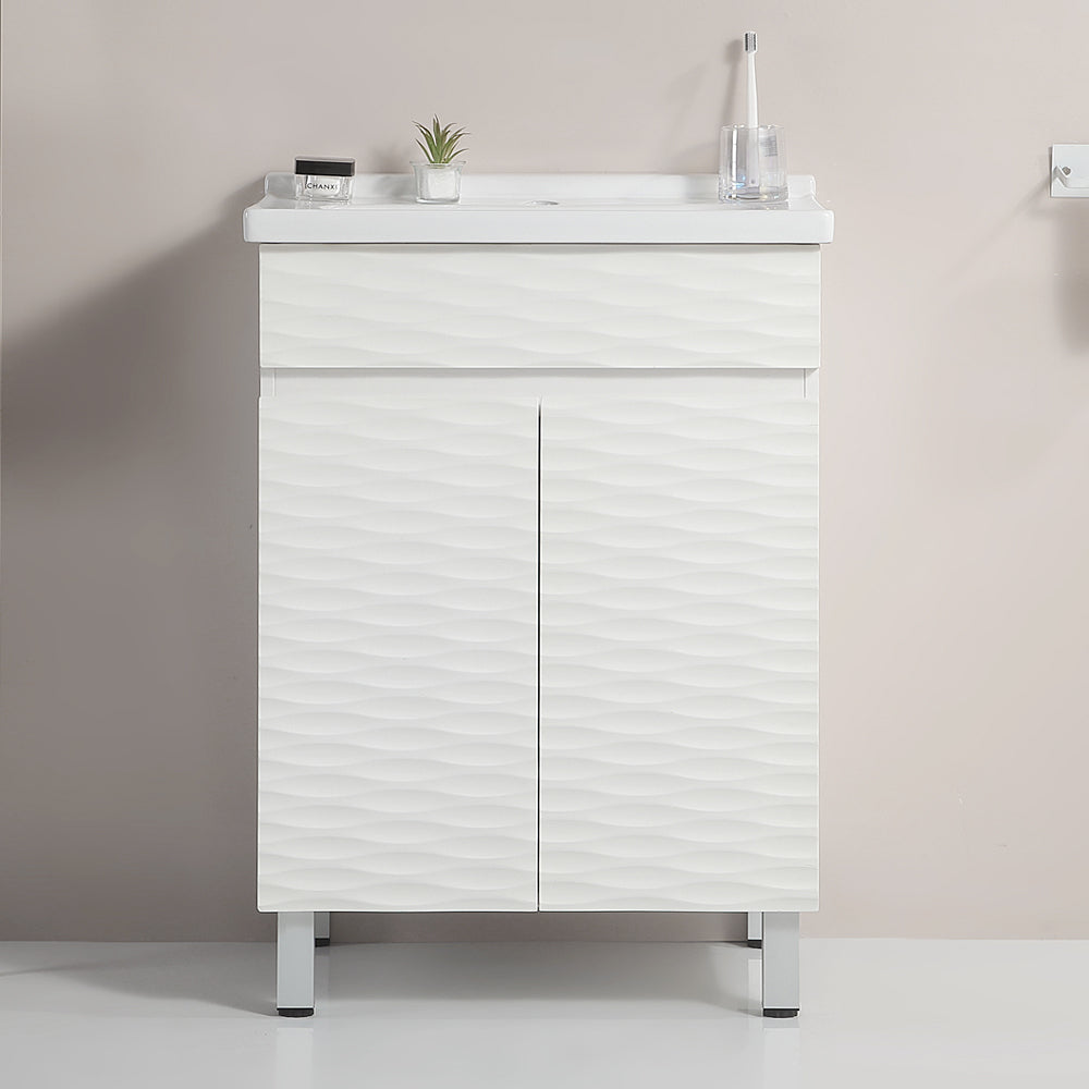 24-inch wavy bathroom cabinet with ceramic sink