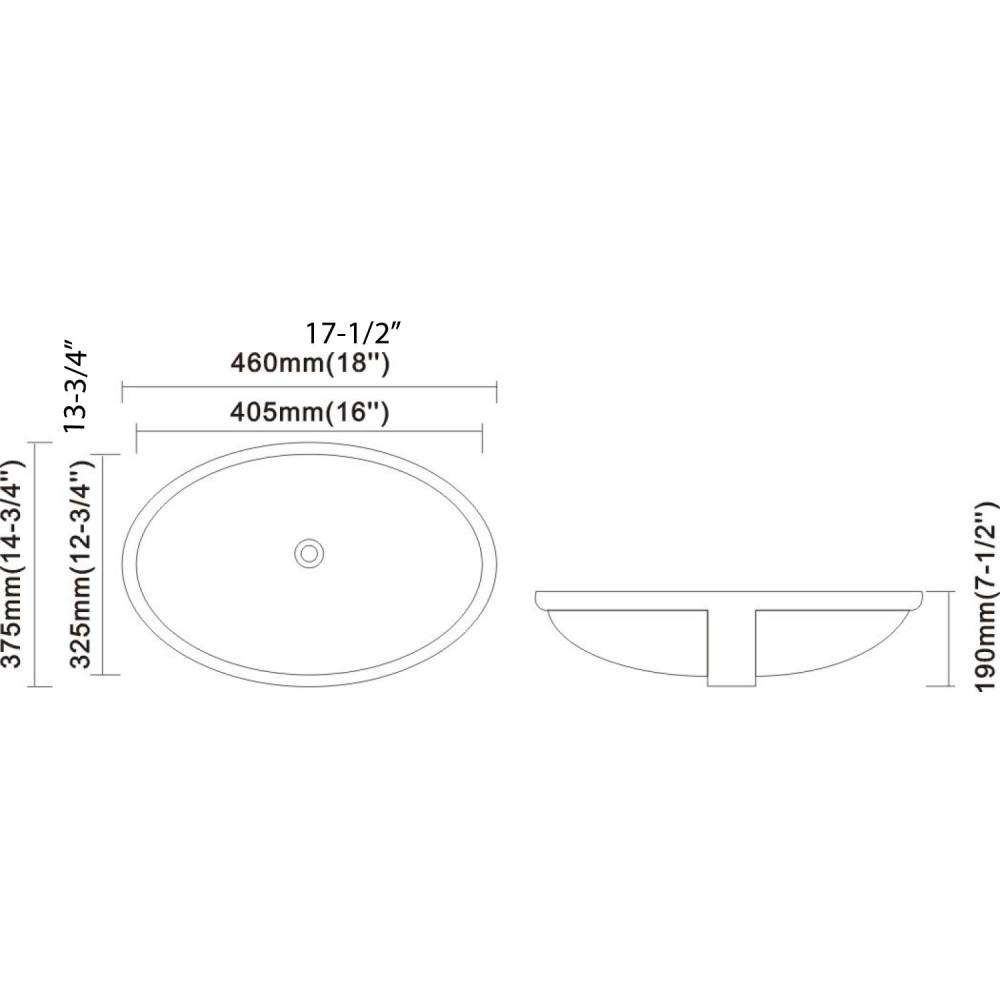 DAX Ceramic Oval Single Bowl Undermount Bathroom Basin