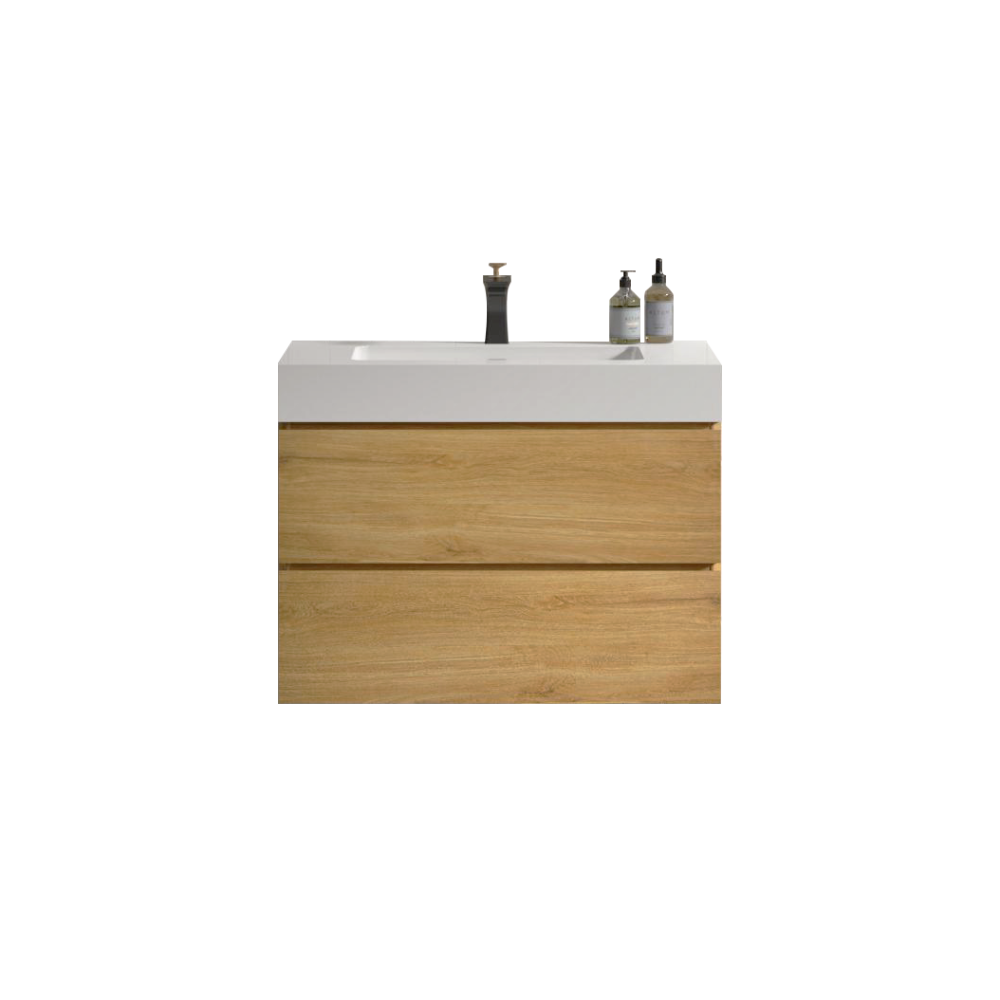 U041-Alice30-106 Alice 30" Natural Oak Bathroom Vanity with Sink, Large Storage Wall Mounted Floating Bathroom Vanity for Modern Bathroom, Pre-assembled