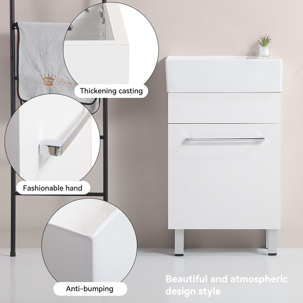 19 "white bathroom cabinet with ceramic sink