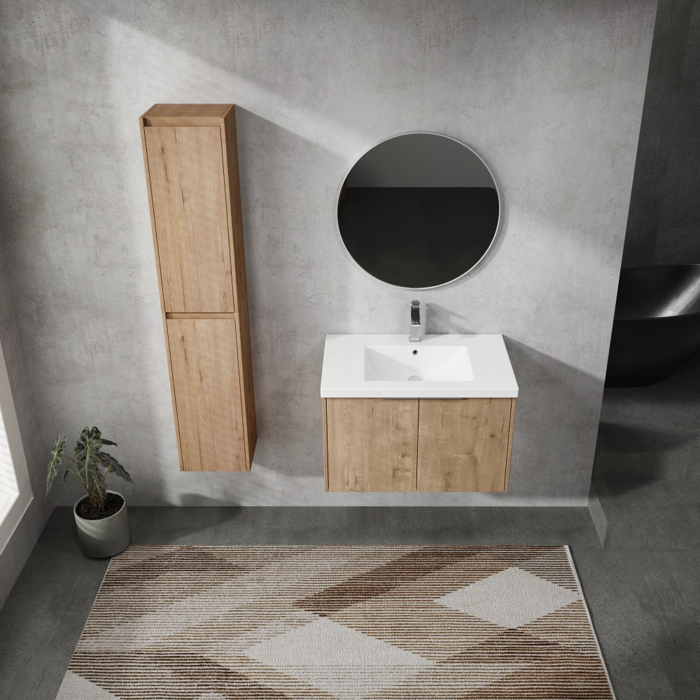 30" Wall-Mounted Bathroom Vanity With Sink and Side Cabinet, Soft Close Doors,00112IMO x 2-00630IMO Combination Cabinet(KD-Packing)