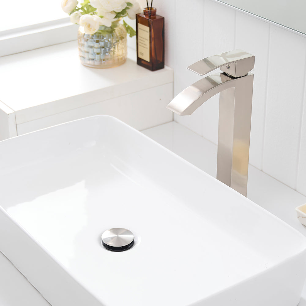 Brushed Nickel Bathroom Faucet,Faucet for Bathroom Sink, Single Hole Bathroom Faucet Modern Single Handle Vanity Basin Faucet