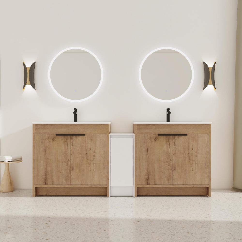 36" Freestanding Bathroom Vanity with White Ceramic Sink & 2 Soft-Close Cabinet Doors ((KD-PACKING),BVB02436IMO-F-BL9090B