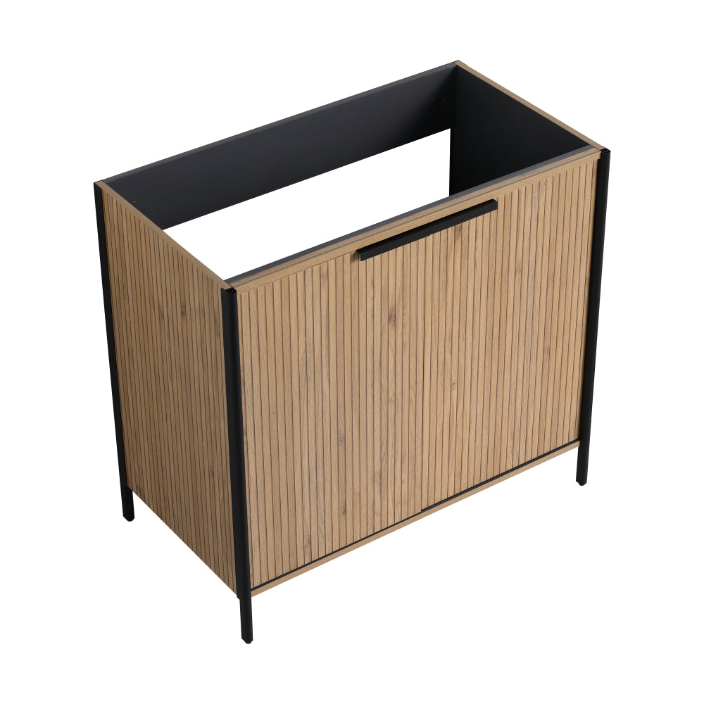 30" Freestanding Bathroom Vanity with Resin Sink & 2 Soft-Close Cabinet Doors (KD-Packing)