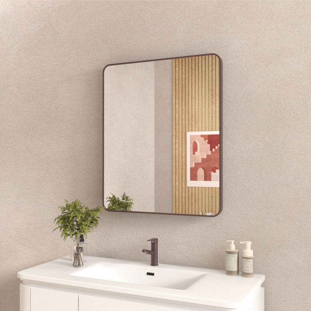 60x36 In. Aluminum Framed Rounded Rectangle Bathroom Wall Mirror, Matte Black Bathroom Vanity Mirror Farmhouse, Anti-Rust, Tempered Glass mirrors, Hangs Horizontally or Vertically