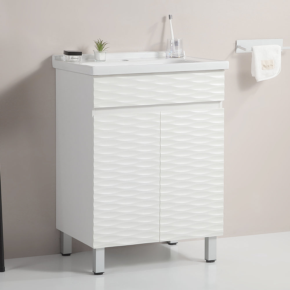 24-inch wavy bathroom cabinet with ceramic sink