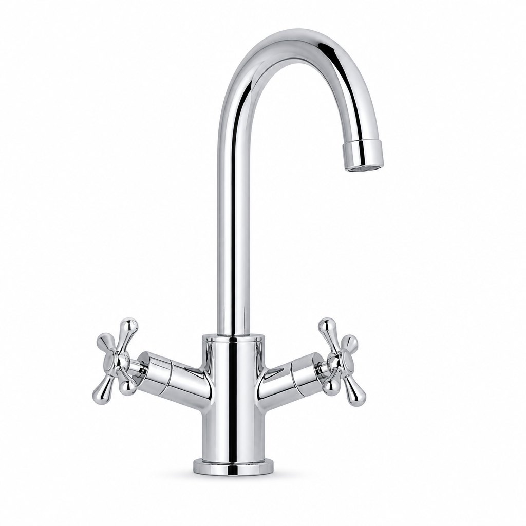 Deck Mixer, Two Handle, Chrome