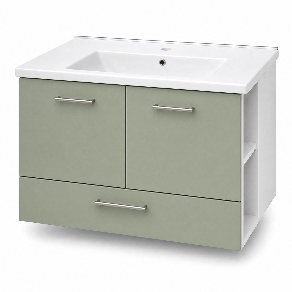 800mm Sage Melamine Vanity · Ceramic Top