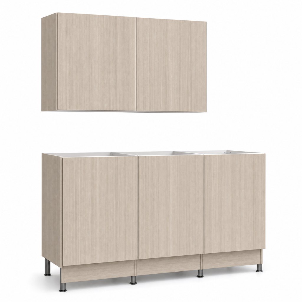 Flat-Pack Ash Woodgrain Kitchen — 600 mm Modules Priced by the Meter