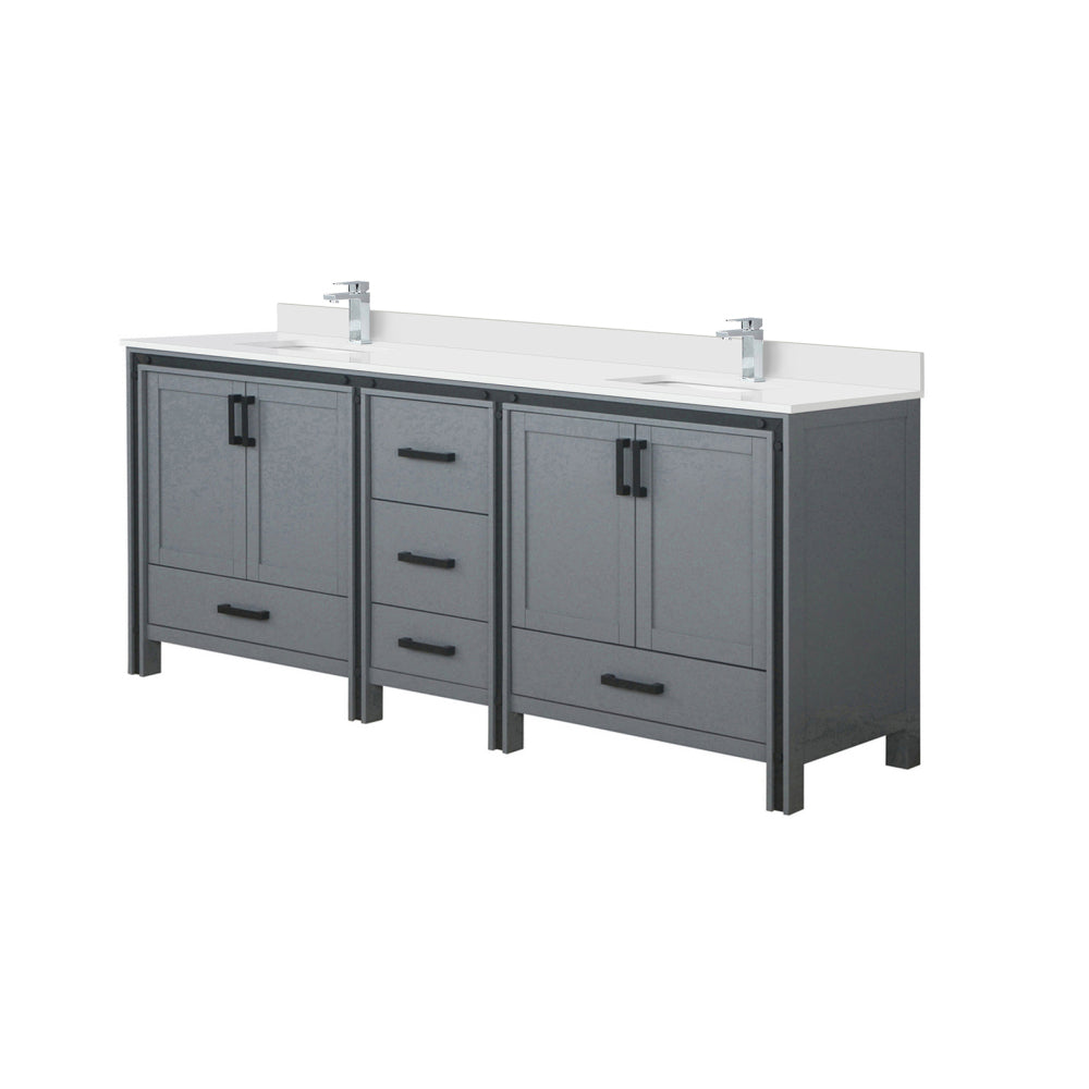 Dark Grey Double Bath Vanity 84 in. W x 22 in. D, Cultured Marble Top and Faucet Set
