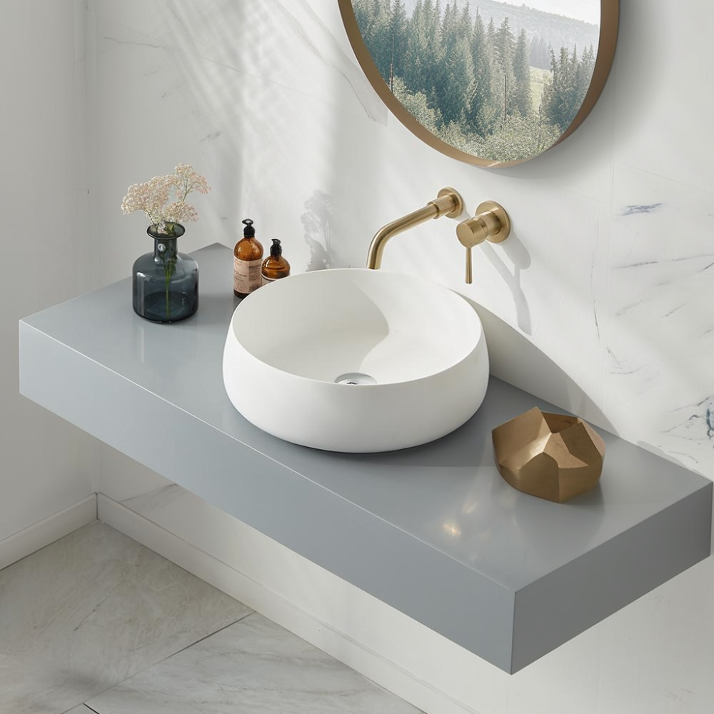 Vessel Sink Stone Resin Bathroom Sink Modern Art Sink 25C61-white