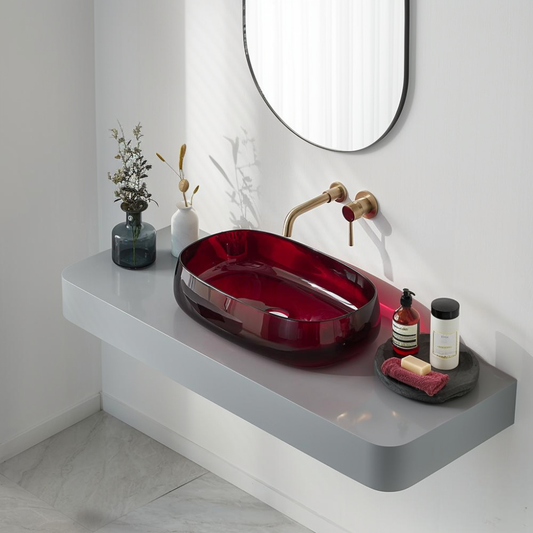 Vessel Sink Resin Bathroom Sink Modern Art Sink 2266-red
