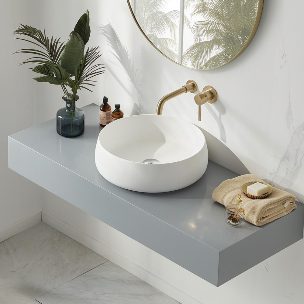 Vessel Sink Stone Resin Bathroom Sink Modern Art Sink 25C61-white