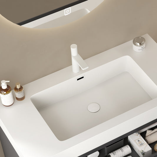 30" Integrated Rectangular Undermount Basin without Drain and Faucet, White