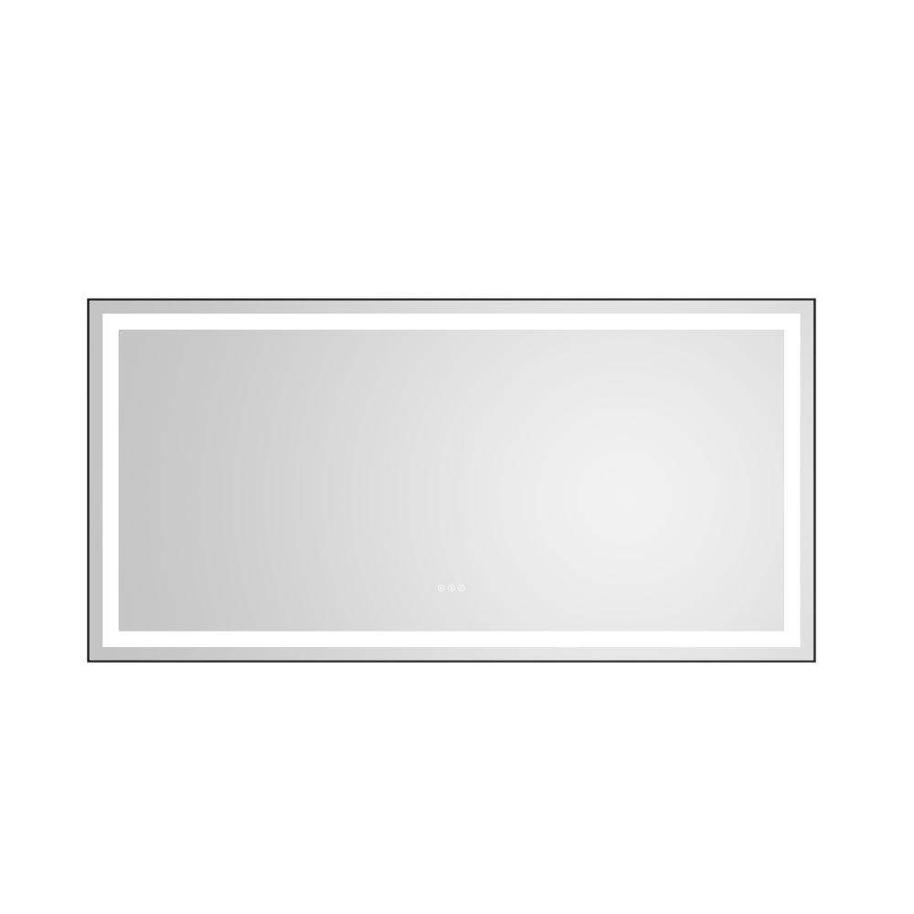 72 x 36 Inch LED Bathroom Mirror with Aluminum Frame, Wall Mounted Vanity Mirror, Anti-Fog, Memory, 3 Colors, Stepless Dimmable