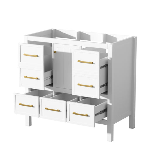 36'' Bathroom Vanity without Sink, Solid Wood Frame Bathroom Storage Cabinet, Freestanding Vanity with 5 Drawers& Soft Closing Doors (NOT INCLUDE BASIN SINK )
