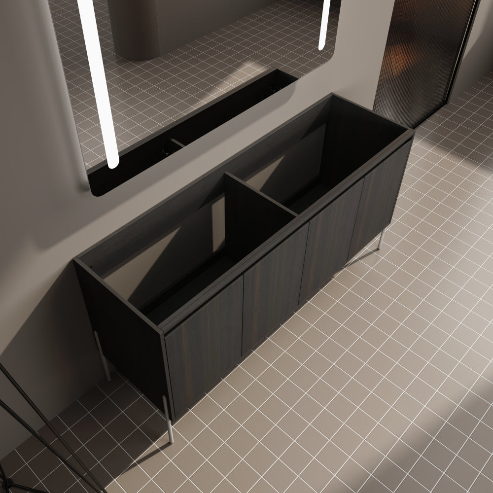 60" Freestanding Bathroom Vanity, Storage Cabinet with Soft Closed Doors (KD-Package)-Excluding Sink