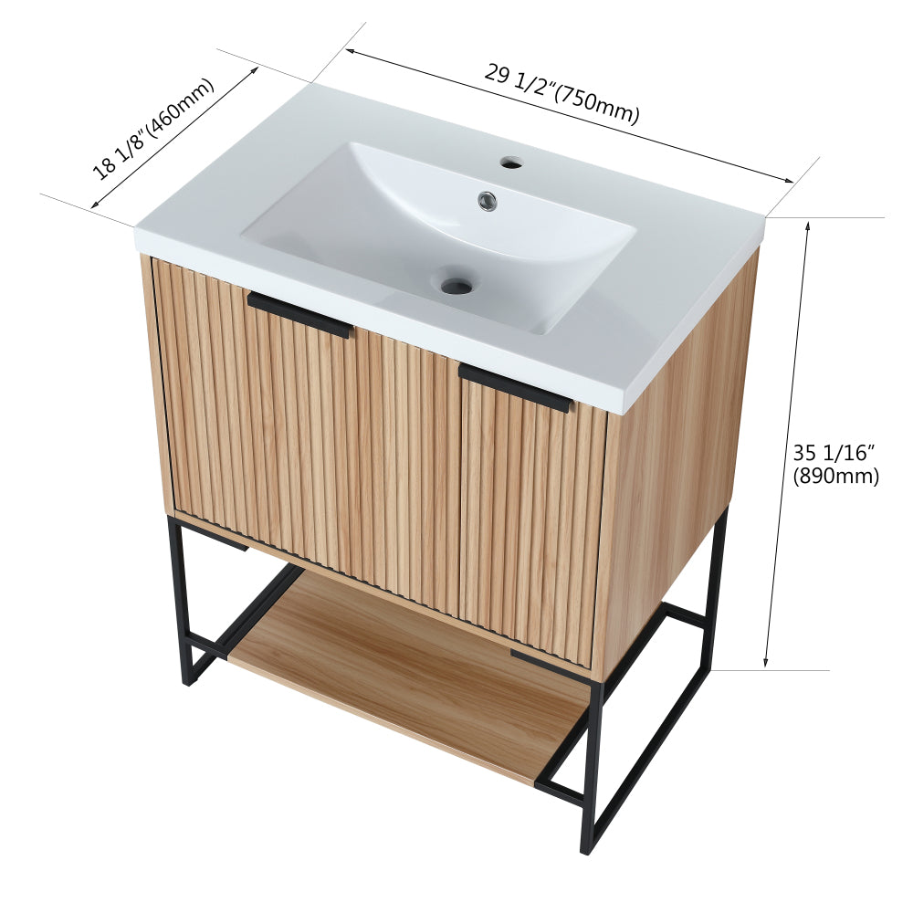 Melamine cabinet 30 Inch Freestanding Bathroom Vanity With Resin Basin,30x18,(W99951318)