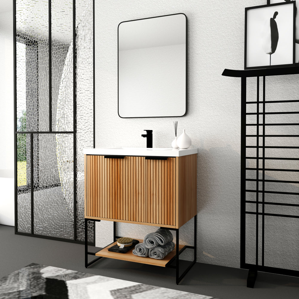 Melamine cabinet 30 Inch Freestanding Bathroom Vanity With Resin Basin,30x18,(W99951318)