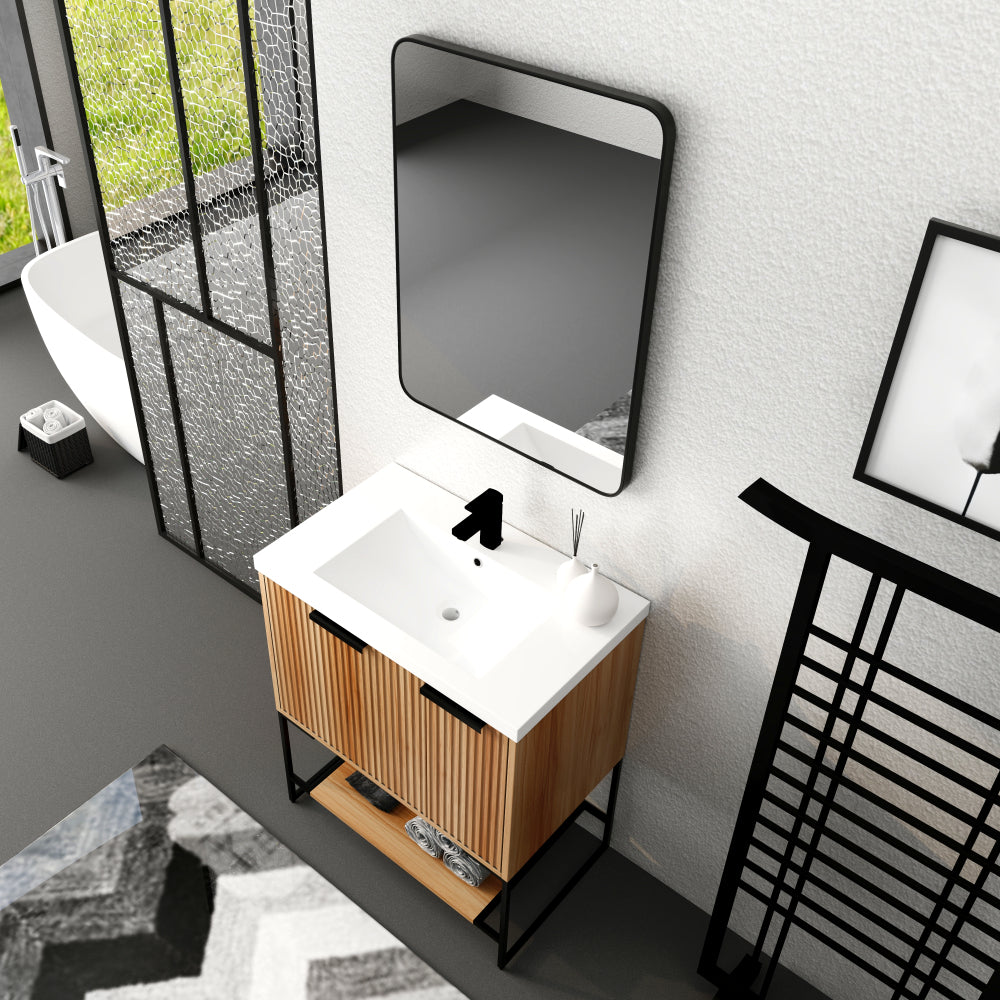 Melamine cabinet 30 Inch Freestanding Bathroom Vanity With Resin Basin,30x18,(W99951318)