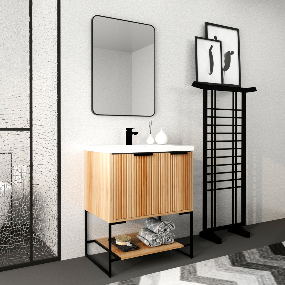 Melamine cabinet 30 Inch Freestanding Bathroom Vanity With Resin Basin,30x18,(W99951318)