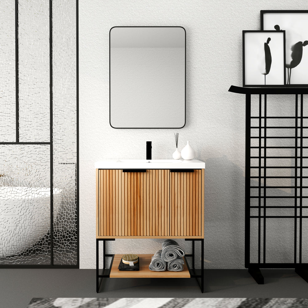 Melamine cabinet 30 Inch Freestanding Bathroom Vanity With Resin Basin,30x18,(W99951318)